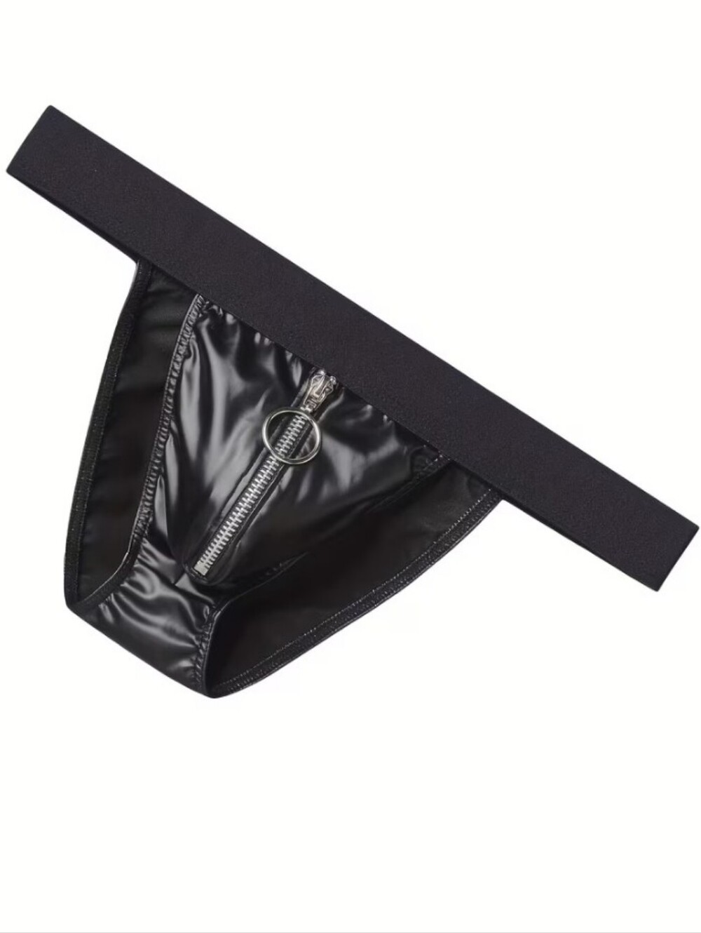 Zip Front Leather Sport Brief - Picture 4 of 9